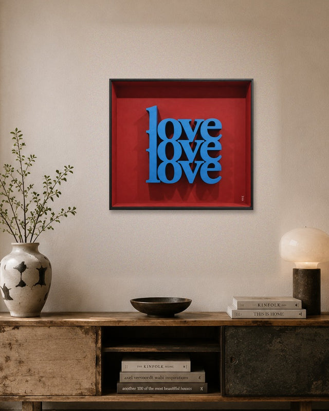 Love 02 // Limited Edition Print hanging above a console in a styled interior