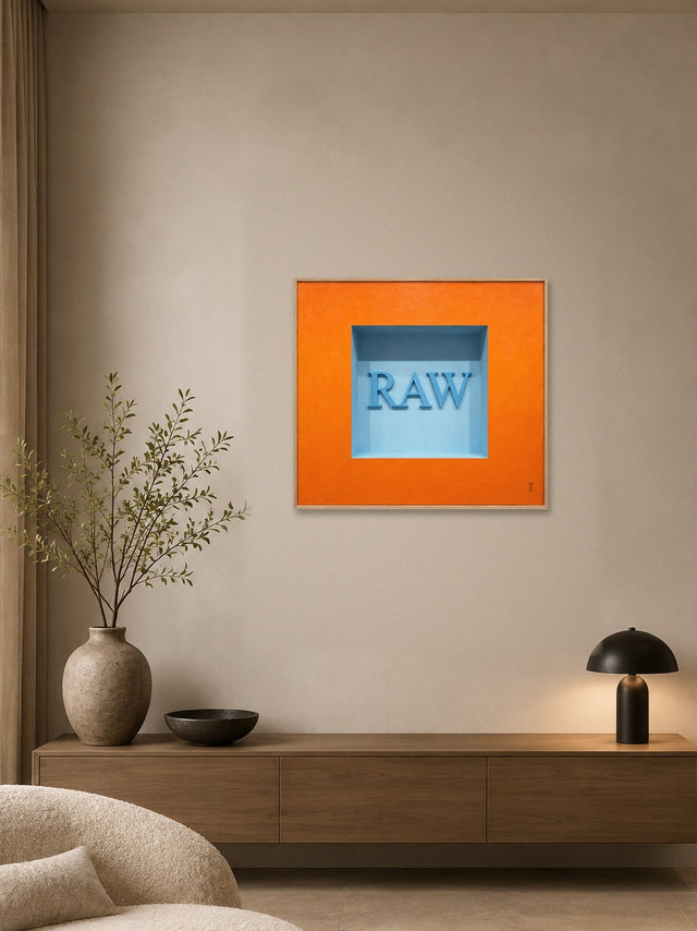 Raw 01 // Limited Edition Print hanging on the wall of a styled living room